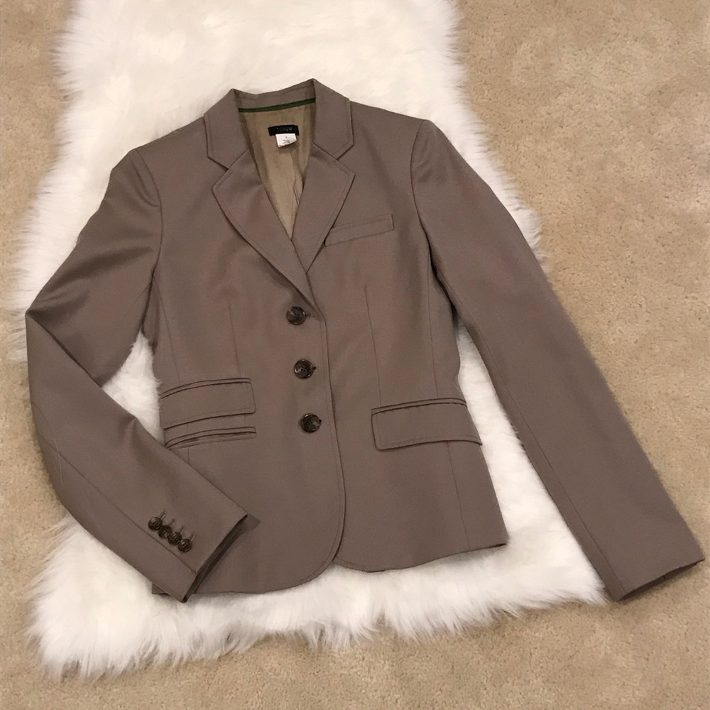 J Crew blazer 100% wool brown tan jacket workwear